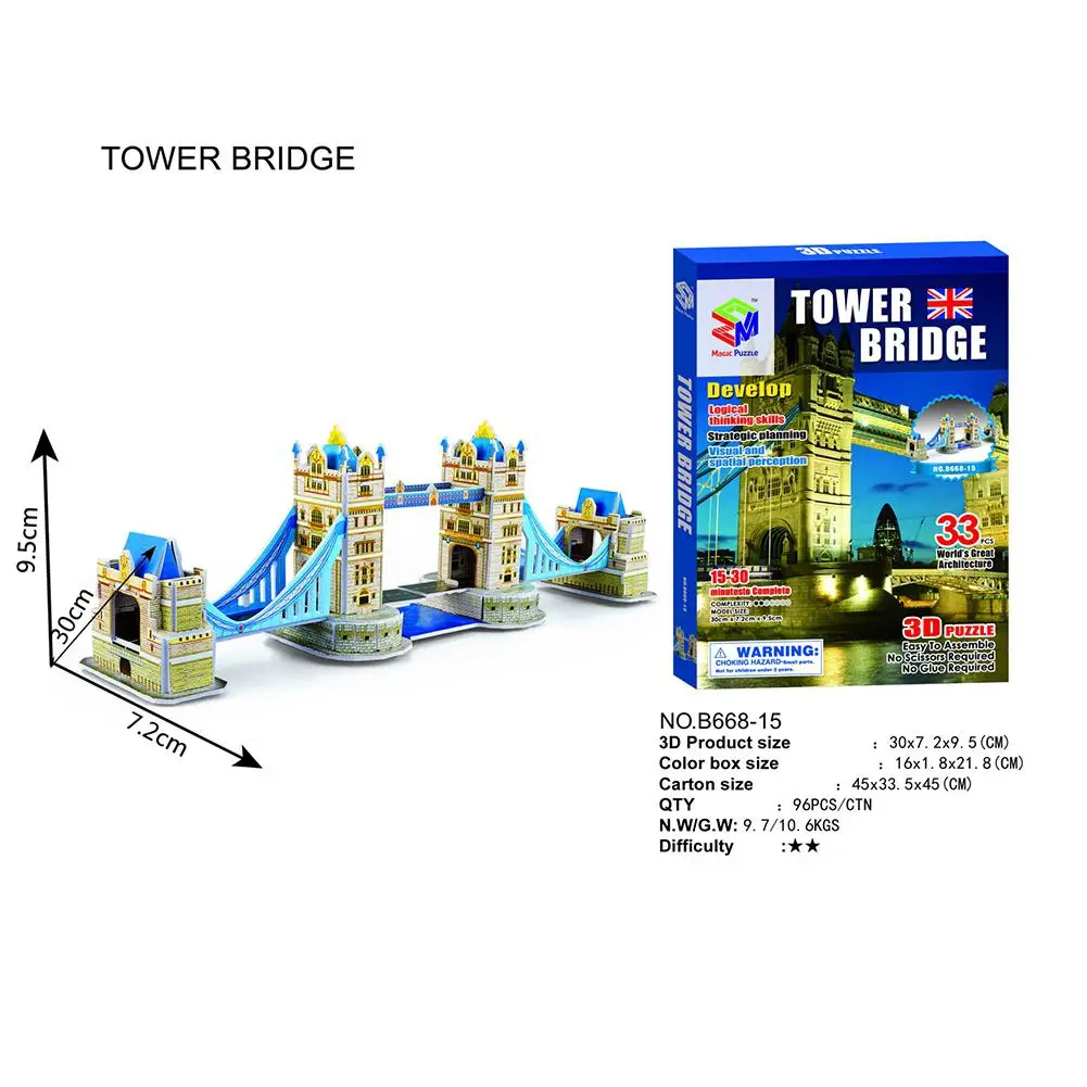 London Bridge Игрушка-Известое здание 3d головоломка для DIY - Цвет: London Bridge