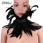 Искусственный воротник в викторианском стиле с натуральными перьями для женщин и мужчин, готический чокер для косплея, накидка на плечо, наряд для клуба