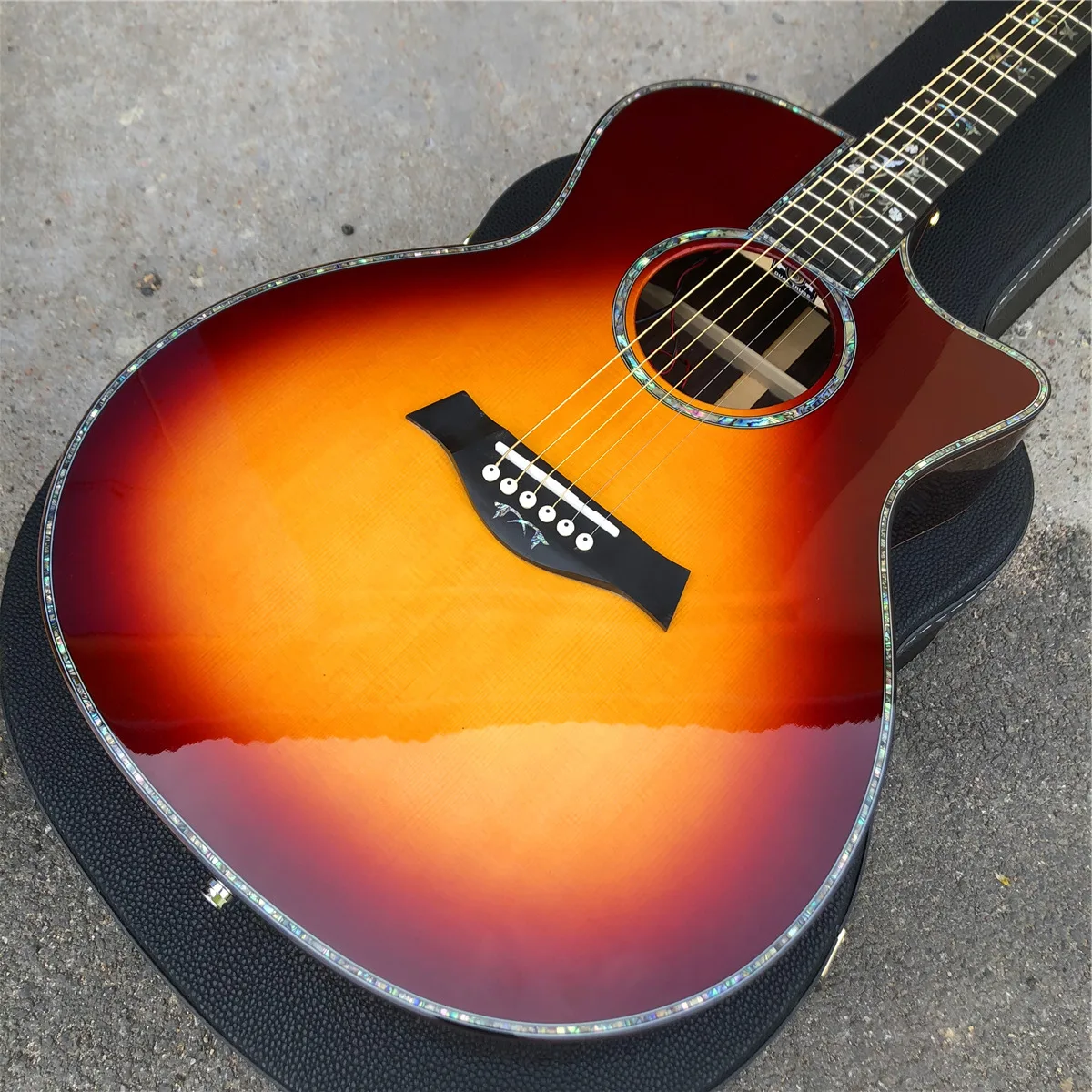 

Sunburst Solid Spruce 916 Acoustic Guitar,41 Inches Rosewood Body Real Abalone Ebony Fingerboard Guitar
