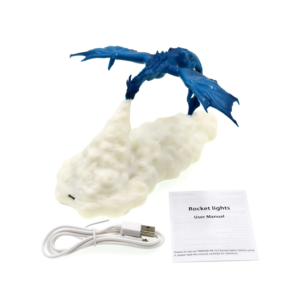 

LED 3D Printed Fire Dragon Lamps Night Light Rechargeable Mood Soft Light For Bedroom Kid Room Bedroom Camping Hiking Decoration