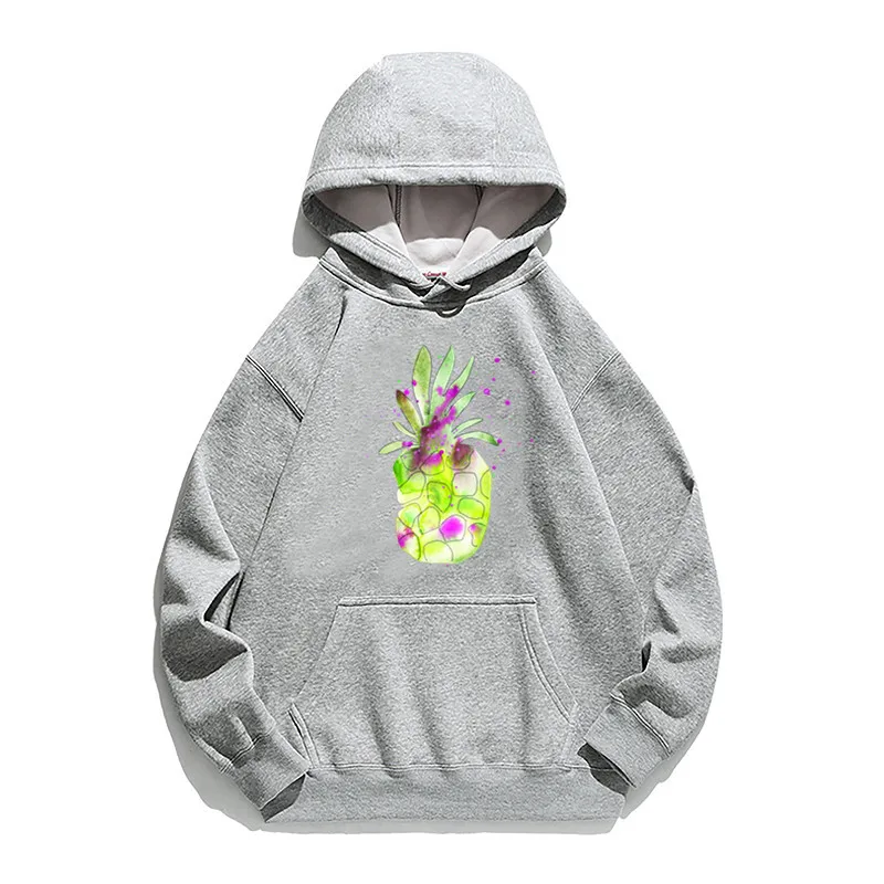 

Fashion Green Pineapple Print Hoodie Street Couple Large Size Pullover Autumn Winter Clothing Loose New Men Warm Coat Sweatshirt