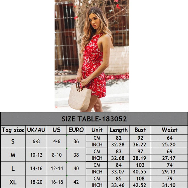 

Women Boho Floral Rompers Ladies Backless Summer Beach Short Playsuit Fashion Ladies Sleeveless O-Neck Holiday Jumpsuit New