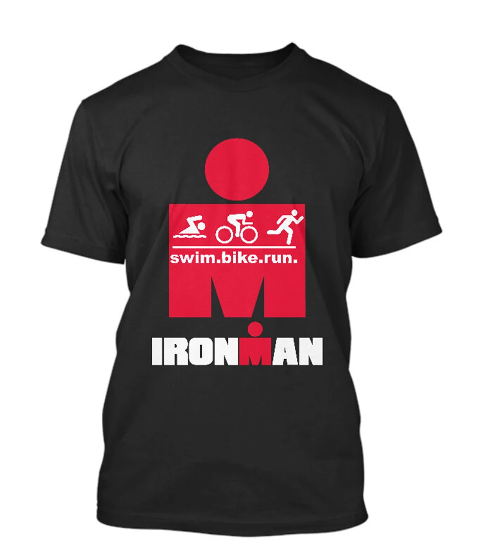 Ironman Триатлон Finisher Cycle Run Swim Спортивная одежда для зала Мужская черная футболка