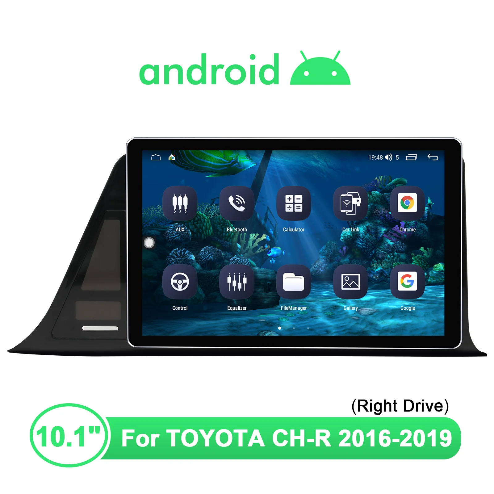 구매 JOYING 1280*800 IPS 10.1 '안드로이드 10 카 네비게이션 시스템 도요타 CH-R 2016-2019 (오른쪽 드라이브) 에 대한 무선 안드로이드 자동 Carplay