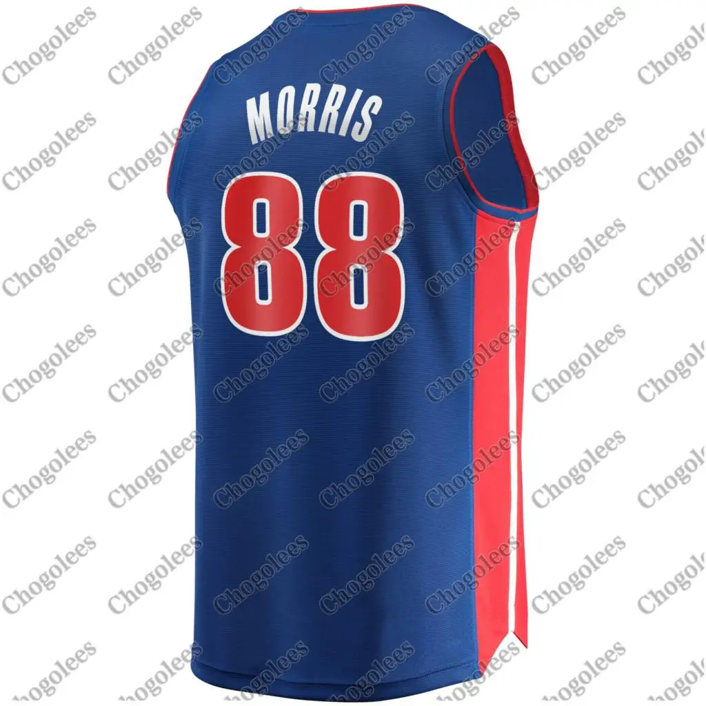 

Men Basketball Jersey Markieff Morris Detroit Branded Youth Fast Break Road Jersey Blue