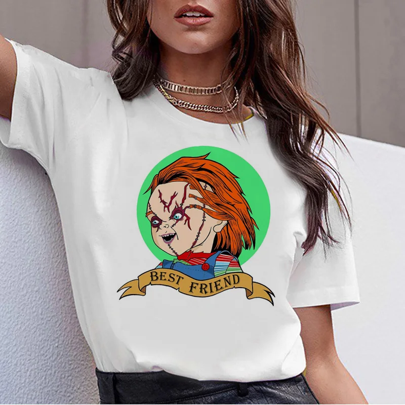 Новое поступление модная женская футболка с принтом Милая коротким рукавом Чаки