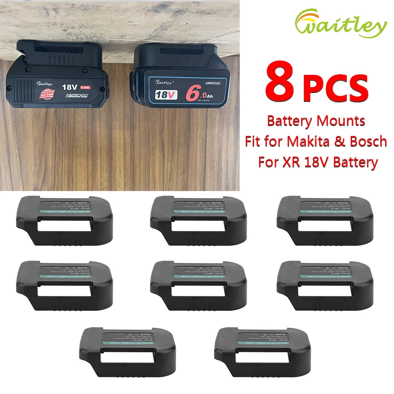 

8x For MAKITA BOSCH 18V LI-ION BATTERY MOUNTS Storage Shelf Rack Stand Holder Slots Case BL1860 BL1850 BAT609 Fixing Devices