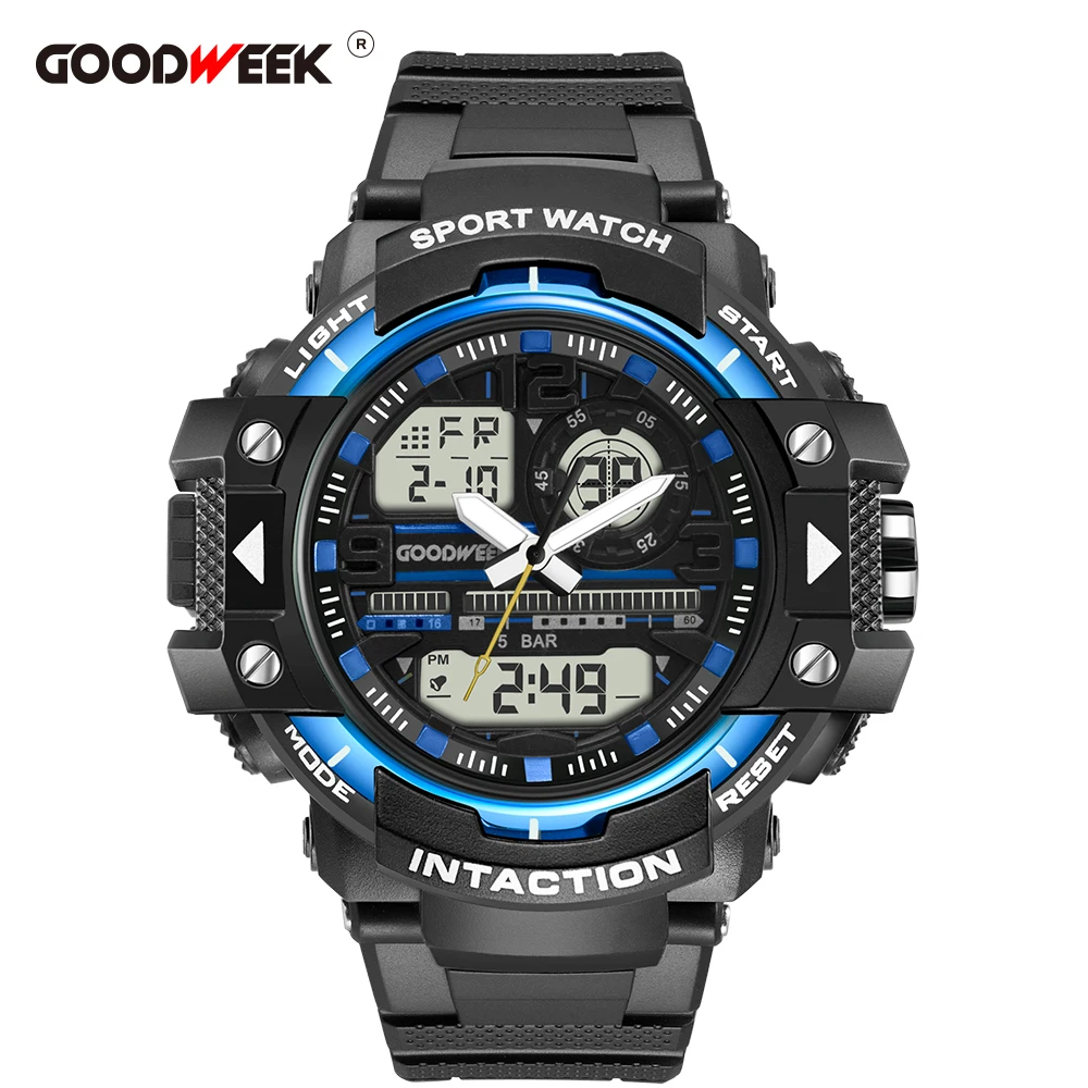 GOODWEEK модные повседневные мужские спортивные часы многофункциональный хронограф