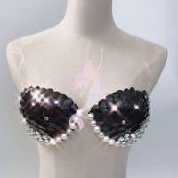 black mermaid sequined bra adult swimwear pearl sequined bra summer beach vacation swimming essential cosplay high quality bra