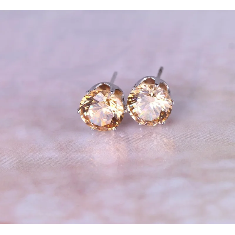 

Korean Fashion Simple And Fresh Earrings Multicolor Round Zircon Earrings AT0067