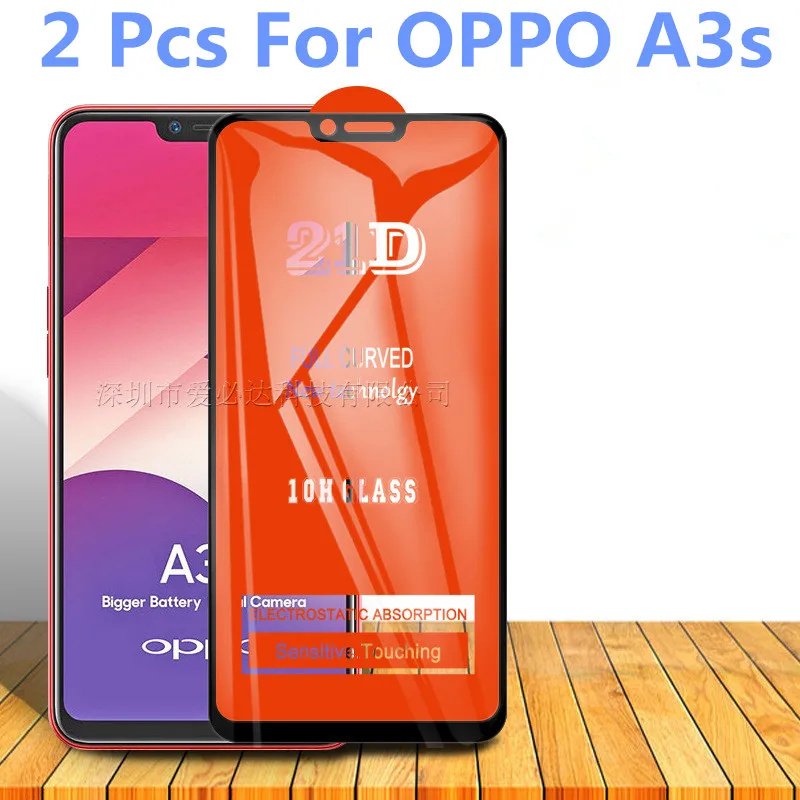 

2 шт. 21D закаленное стекло для OPPO A3s полное покрытие 11H защитная пленка Взрывозащищенная Защита экрана для Oppo a3s
