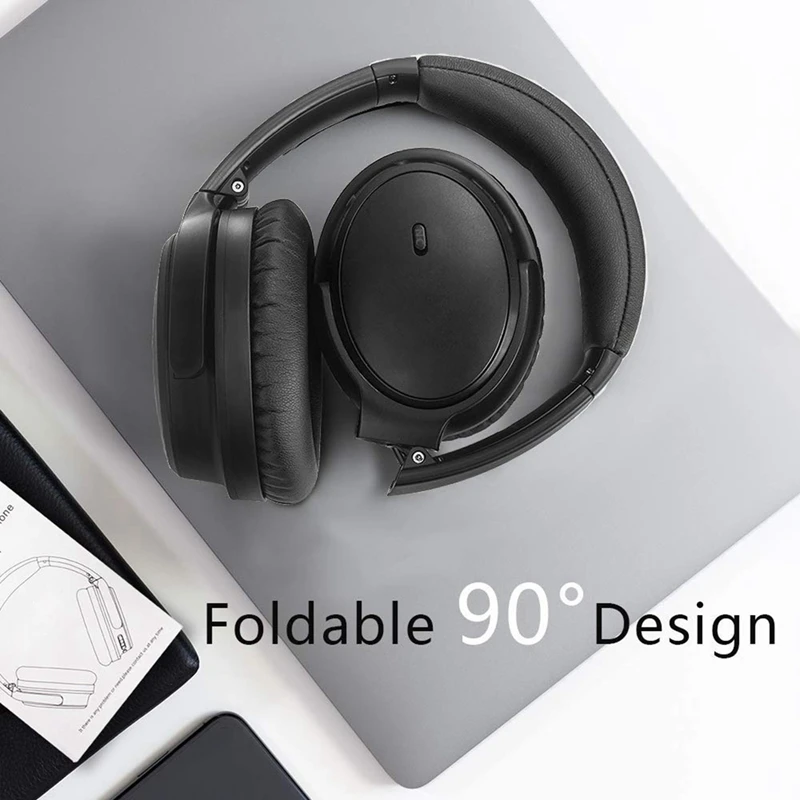 

Low-Latency Headset Bluetooth 5.0, Active Noise Reduction Bluetooth Headset, Super Bass Headset Foldable Earplugs