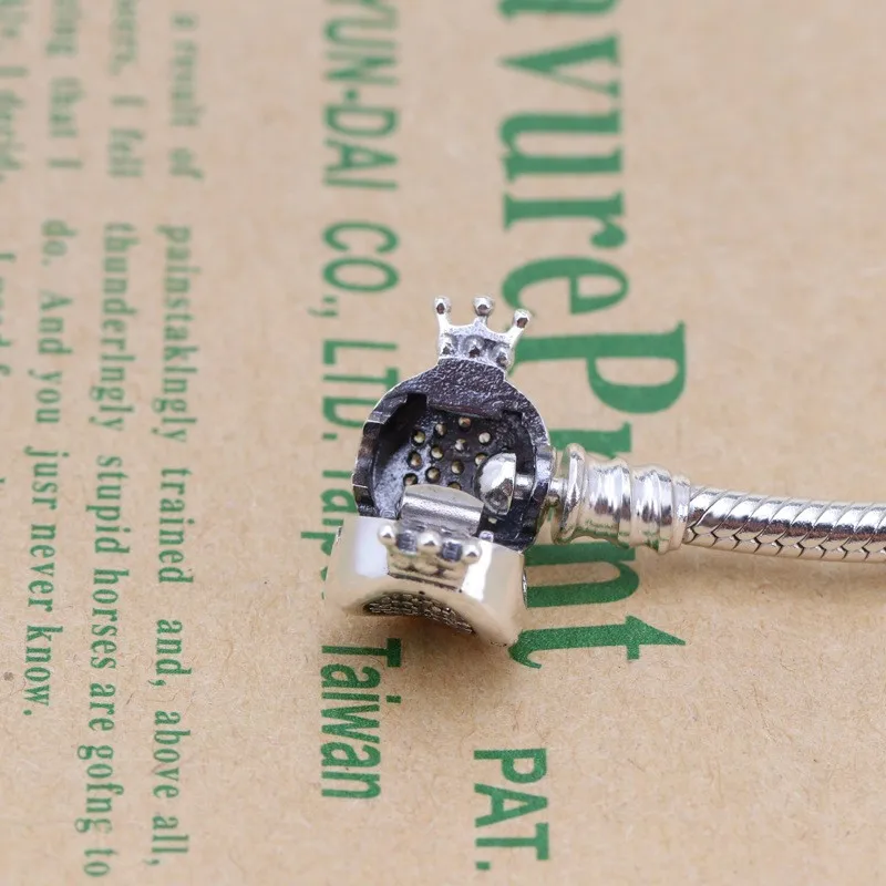 

100% 925 Sterling Silver Pan Bracelet Shiny O-crown Button Bracelet Fit European Charm Bracelets Women Jewelry