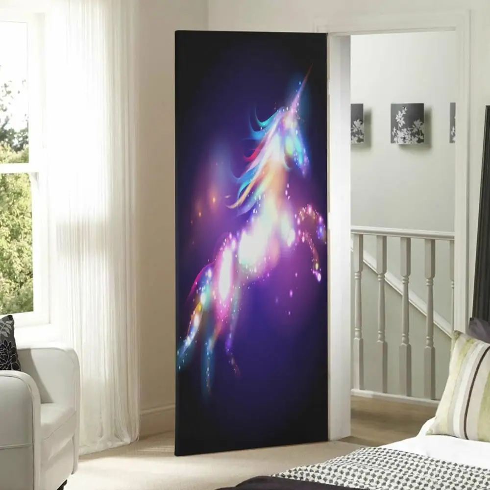 Наклейки на двери для детской многоразовые с изображением милого единорога | Дом