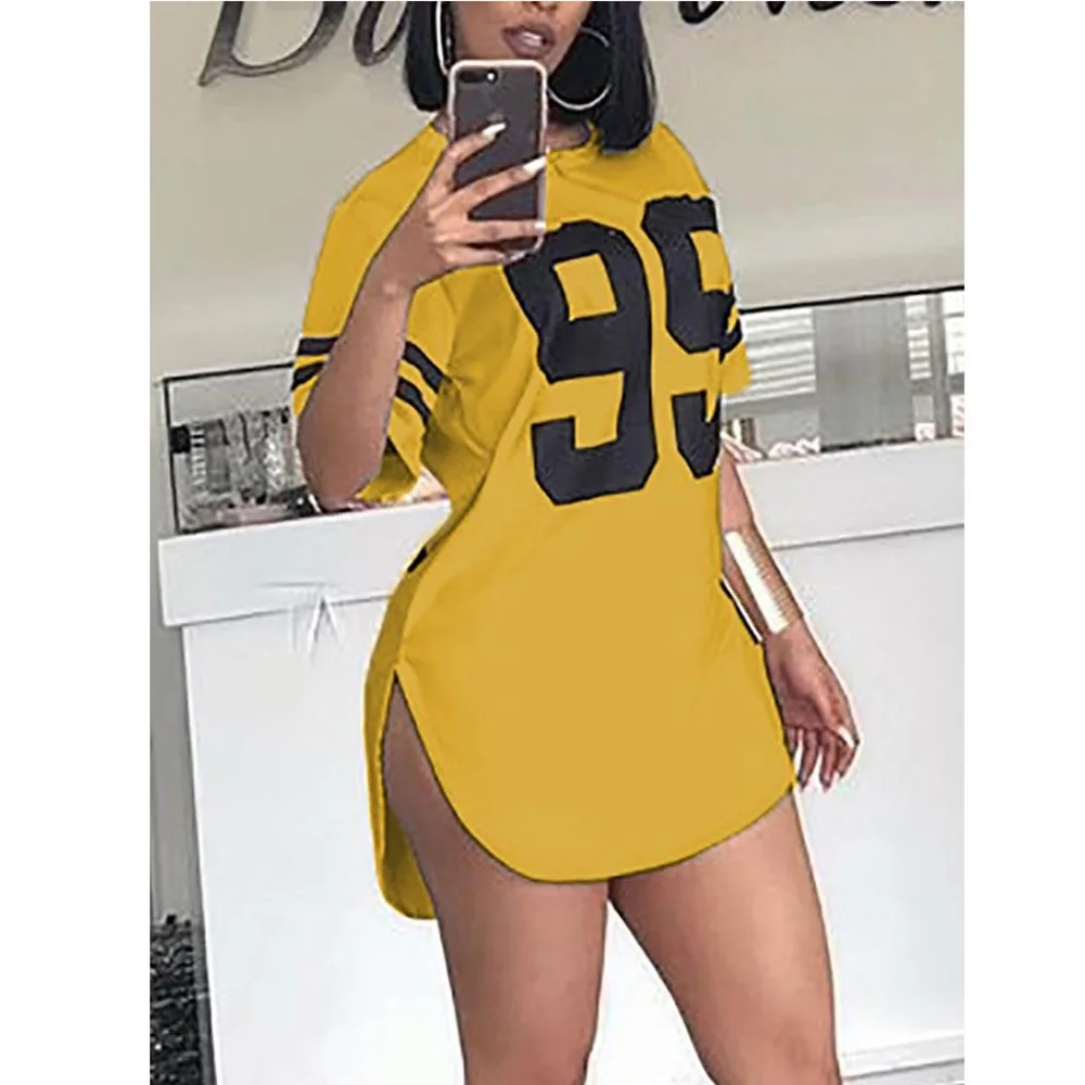 Платье-футболка женское повседневное с принтом элегантная одежда большим