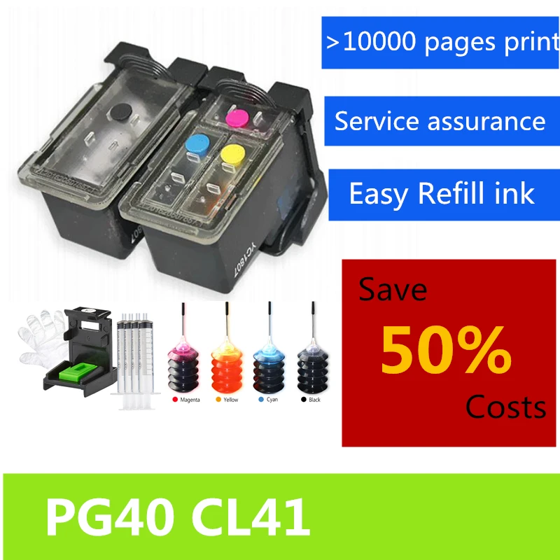 Многоразового использования PG40 CL41 PG-40 CL-41 совместимый для Canon MP150 MP160 MP140 MP210 MP220 MX300 MX310 iP1800 iP2500 iP1600 iP1200