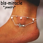 YC-UPGO, модный браслет для лодыжки, Винтажный серебряный цвет, имитация жемчуга, сердце, бусы, женские богемные ювелирные изделия