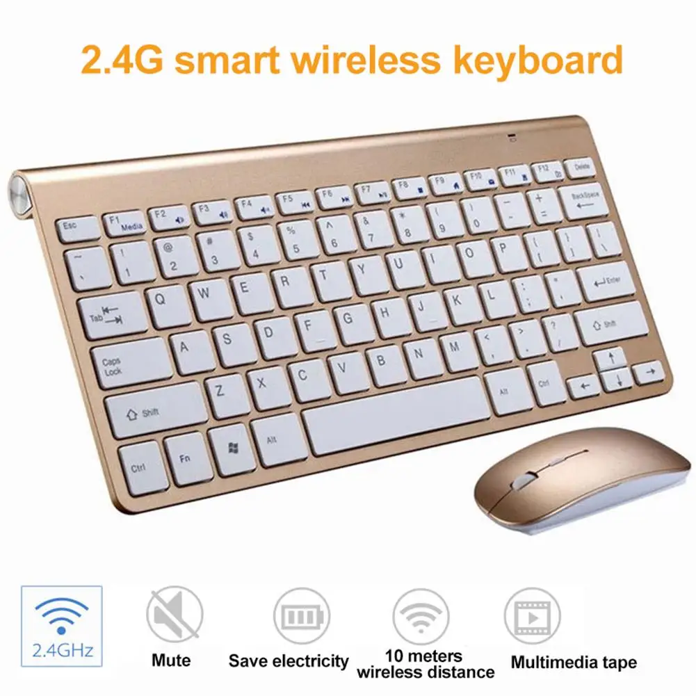 Ultra-thin 2.4G USB Wirelesss Mute Keyboard Mouse Kit for Smart TV Desktop PC Keyboard Mouse Set clavier gamer клавиатура