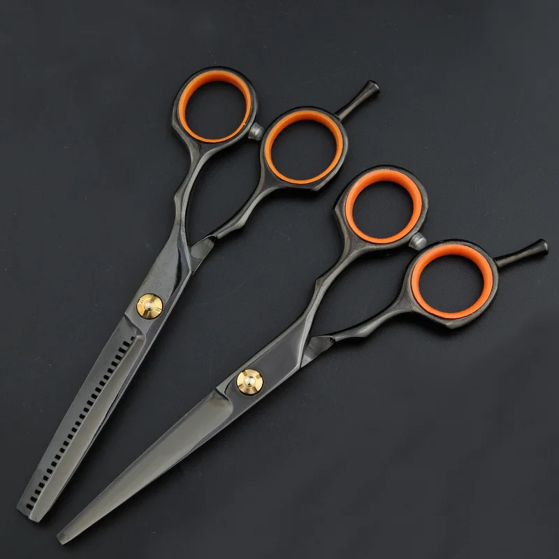 

Black Professional 5.5 inch Hair Scissors Flat Pinking Cutting Barber Salon Thinning Shears Hairdressing Hairdresser Clipper