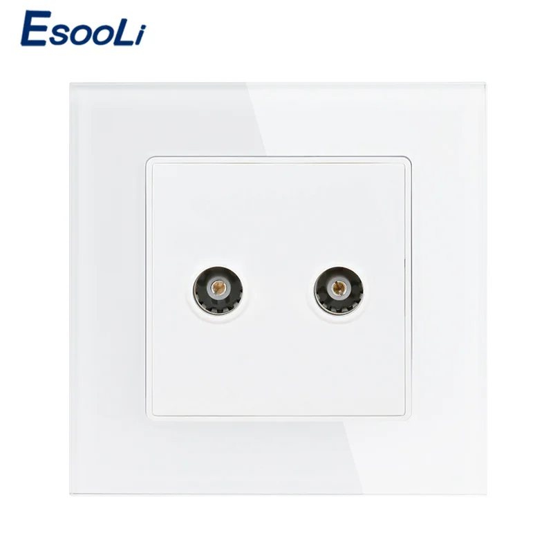 Esooli белая Роскошная настенная розетка с двойной стеклянной панелью 1 комплект RJ11