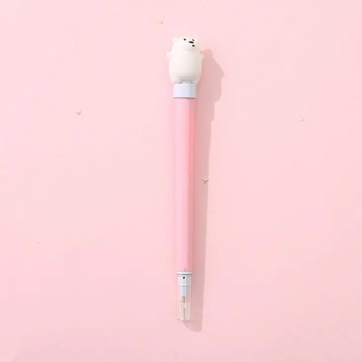 bear pink 1 шт. 0,5 мм Kawaii Мультфильм Единорог кролик освещение черные чернила гель детская ручка подарок школьные офисные канцелярские принадлежности - Цвет: bear pink