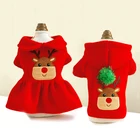 Зимние теплые ветрозащитные платья с принтом лося для маленьких собак, пальто для собак на новый год, костюм чихуахуа