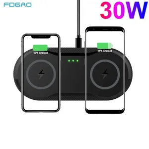 fdgao 30w qi induction wireless charger for iphone 13 12 11 max xs xr x 8 airpods pro samsung s21 s20 dual 15w fast charging pad free global shipping