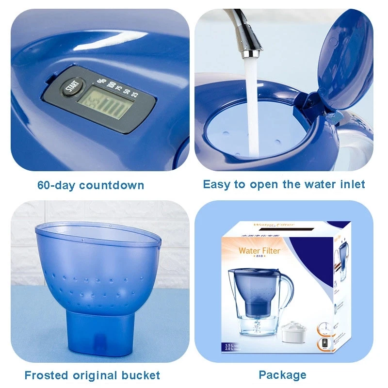 

3.5L Water Pitcher Kitchen Household Water Filter Activated Carbon Filter Jug Kettle Water Purification Equipment with Timer