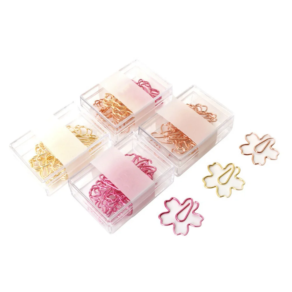 

12PCS Per Set Sakura Shape Paper Clip Creative Colorful Paper Clip Set Mixed Color