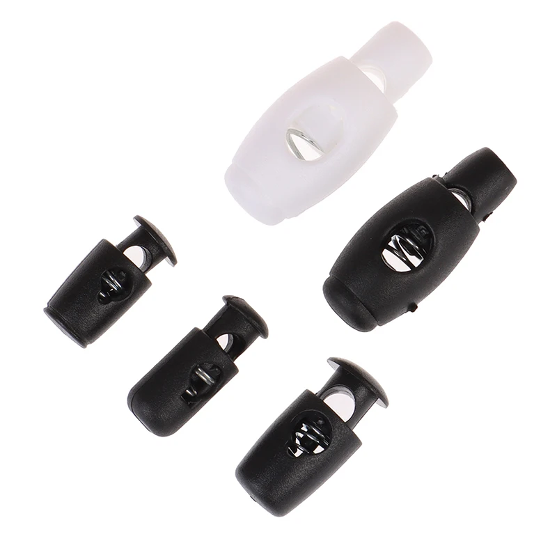 

10Pcs Cord Lock Toggle Clip Spring Stopper Plastic Black For Bags Part Accessories