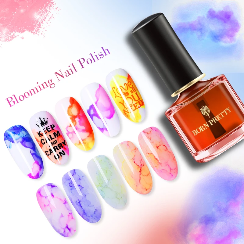 BORN PRETTY Blossoming Gel Nail Polish Water Ink Color Painting Pen Flower Irregluar Effect Art Varnish DIY Design | Красота и