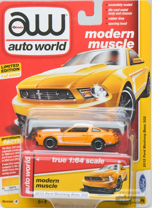 

Автомобили World AW 2012, Ford Mustang Boss 302, масштаб 1/64, коллекция, металлические Литые модели автомобилей, игрушки