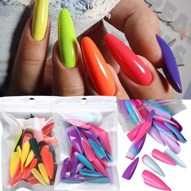 Solid Color Matte  False Nail Tips 100pcs Full Cover Matte Acrylic Ballerina Fake Nail Tip DIY Beauty Manicure Extension Tools