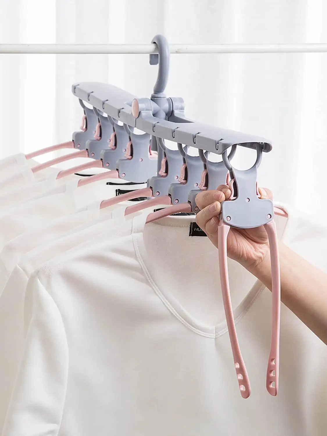 8 Heads Folding Multi-layer Hanger Plastic Multifunction Clothes Rack Household Space Saving Drying Wardrobe Organizer | Дом и сад
