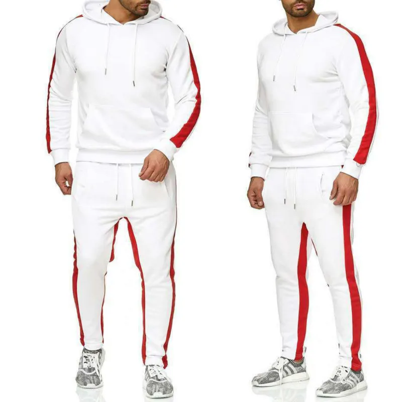 

Spring and Autumn men's stitching fashion sports casual suit classic Li Xiaolong 2 Pieces fitness Sportswear hooded sweater suit