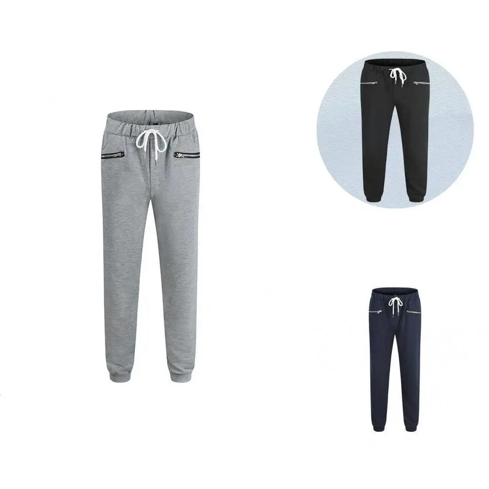 

Sweatpants Zipper Pockets Spring Trousers Breathable Men Sweatpants