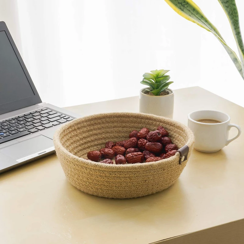 

3 упаковки тканых джутовых корзин для хранения кухонных углов корзина для хранения закусок корзина для косметики домашние полки корзины