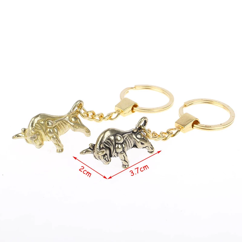 

Brass Bullfighting Key Ring Pendant Vintage Copper Lucky Bull Keychain Charm