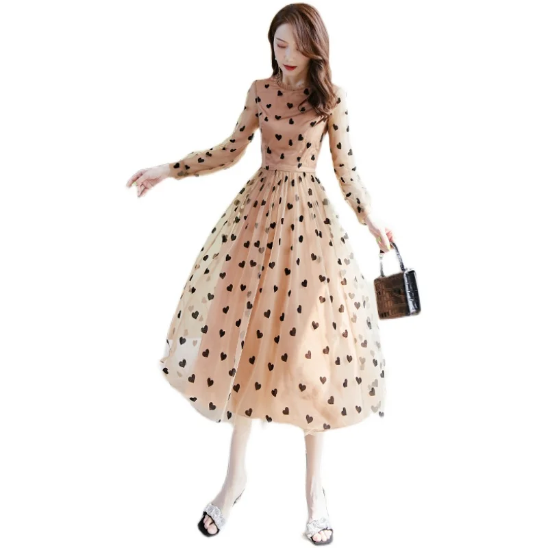 

COIGARSAM Full Sleeve Women dress New Spring High Waist Dresses Khaki 1916