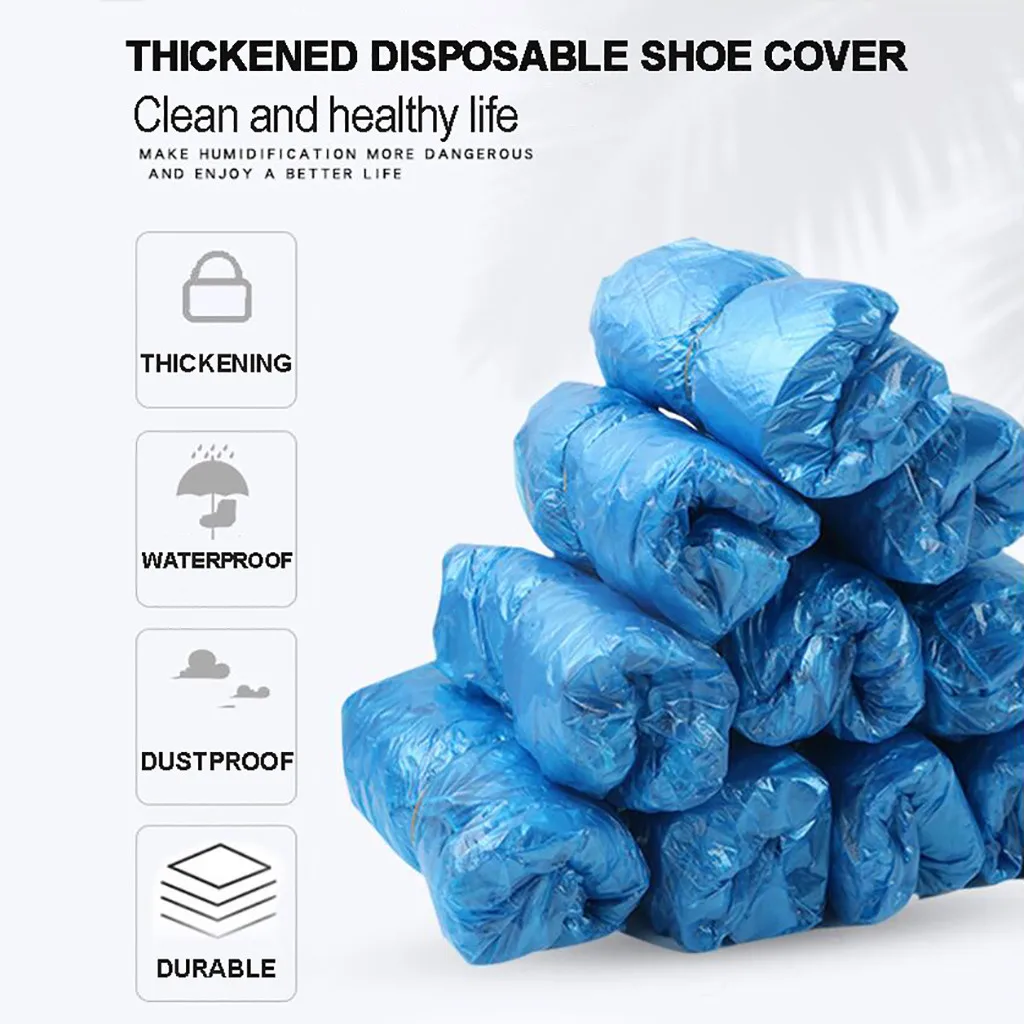 100Pcs/set Plastic Waterproof Disposable Shoe Covers Rainy Day Floor Protector Cleaning Cover Blue Hot Sale | Обувь