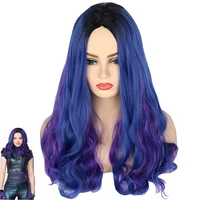 new descendants 3 mal wig adult long curly wavy synthetic cosplay wigs for halloween costume party wigs wig cap
