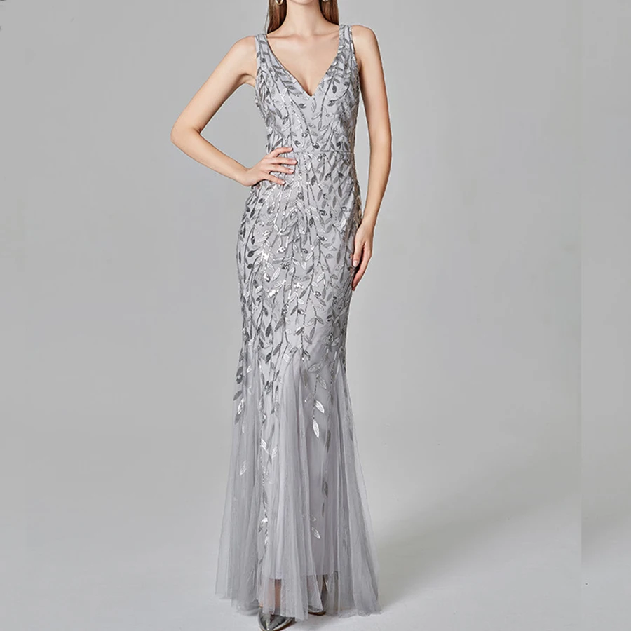 Вечернее платье с блестками и вышивкой вечерние платья 2019 сексуальные