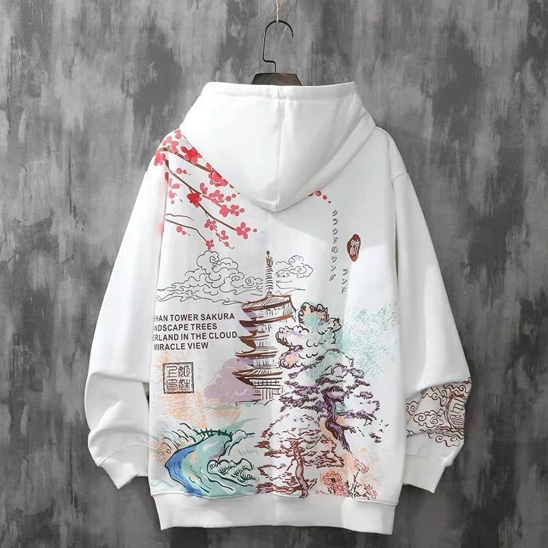 

FAKUNTN Anime Hoodies Sweatshirts Chinese Style Men Black Hoodies Sweatshirts Harajuku Oversized Pullovers Sweatshirts For Women