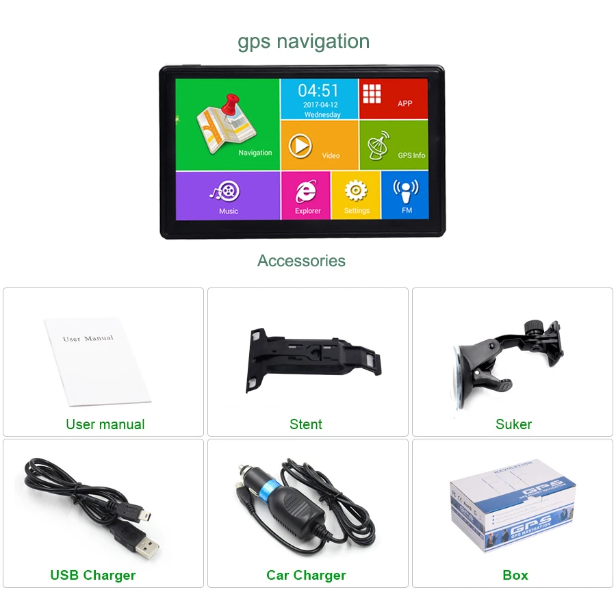 

Anfilite 7 inch 800*480 Capacitive screen 512M 16GB car GPS Navigation Android 4.4.2 WIFI 1.35GHz truck vehicle gps navigator