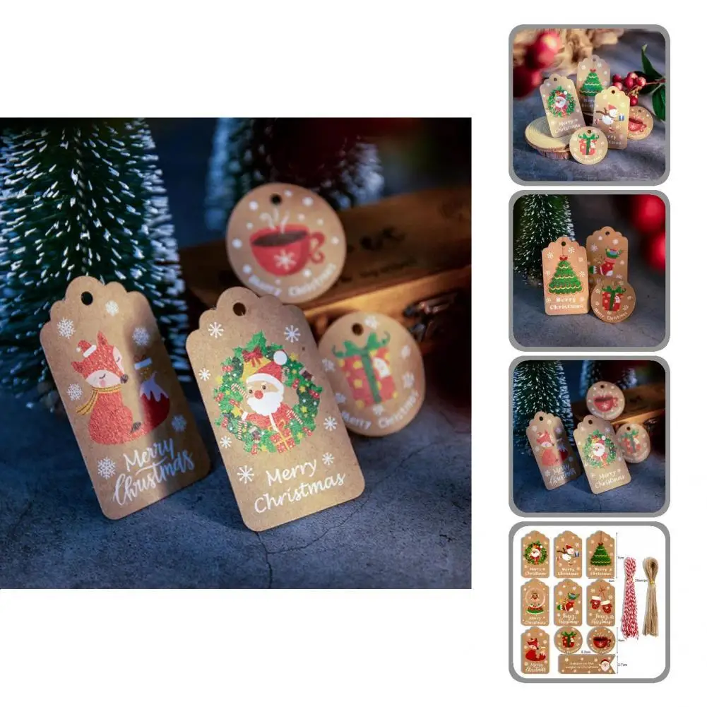 

Colorful Christmas Gift Labels Colorful Printed Rounded Edge Present Wrapping Paper Tags Paper Tags Card Gift Tags 1 Set