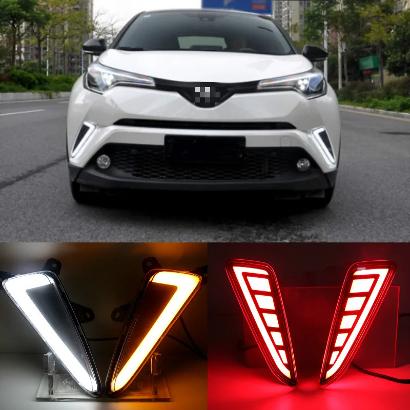 

Светодиодные дневные ходовые огни DRL для Toyota CHR 2016, 2017, 2018, 2019, противотумансветильник фары с указателем поворота, стайлинга автомобилей, 2 шт.