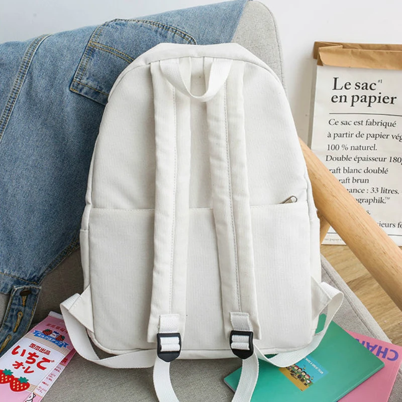 

Backpacks Women Solid Large Capacity Leisure Canvas Bags Students School Travel Ins Fashion Harajuku Unisex Teens Multi-pockets