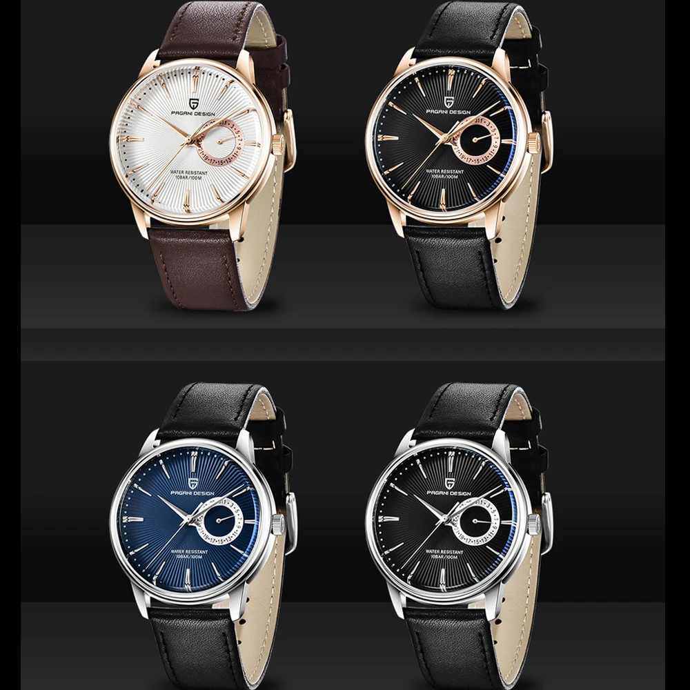 

New PAGNI DESIGN Quartz men's watches fashion business clock men waterproof leather sport watch man luxury brand gold wristwatch
