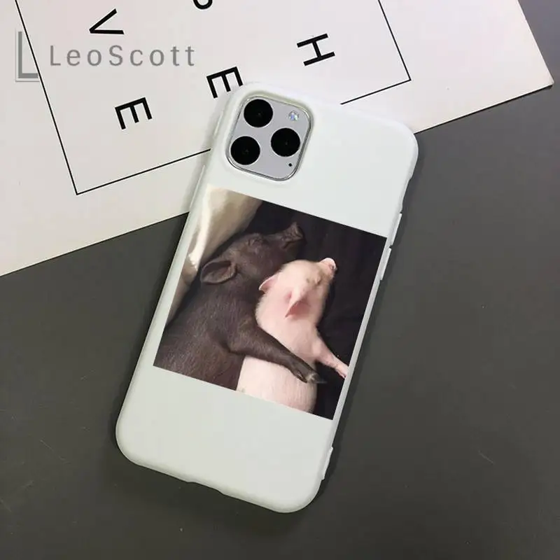 

Cute Little Pink Pet Pig animal Phone Case Candy Color for iPhone 11 12 mini pro XS MAX 8 7 6 6S Plus X 5S SE 2020 XR accessorie