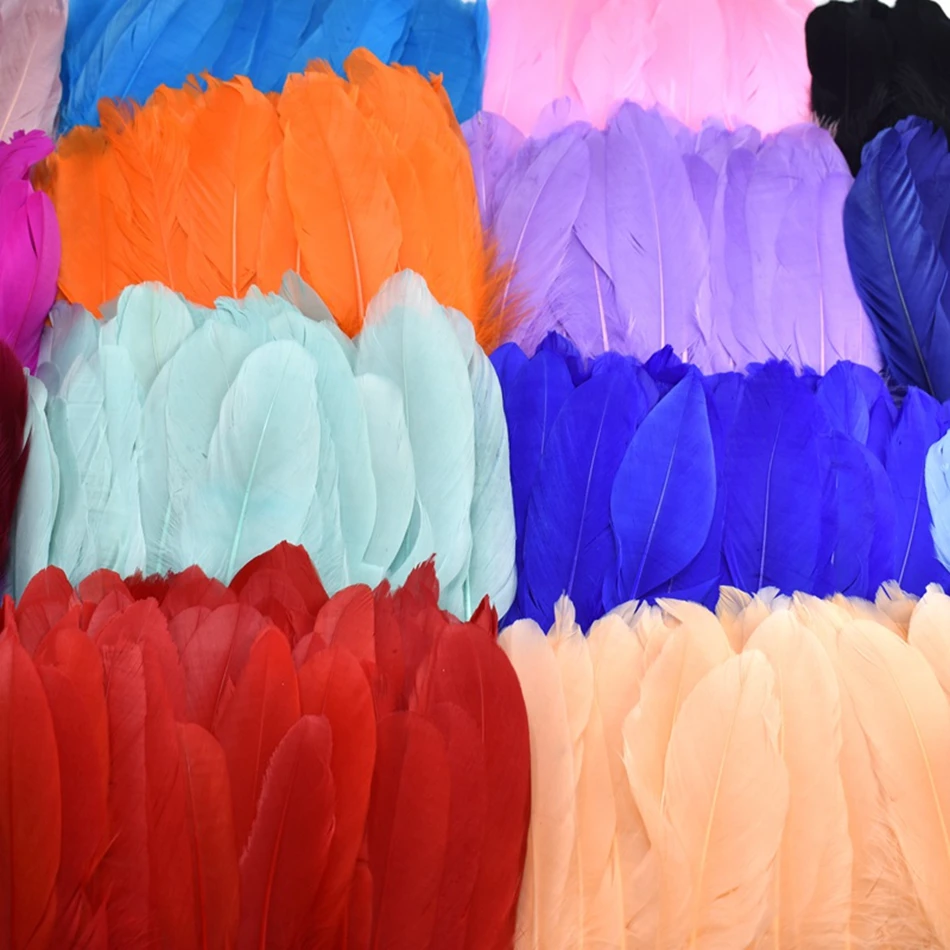

Wholesale Colored Goose Feathers Trim Sewing DIY Natural Feathers Ribbon Lace Needlework Plume Wedding Party Decor 15-20cm 6M
